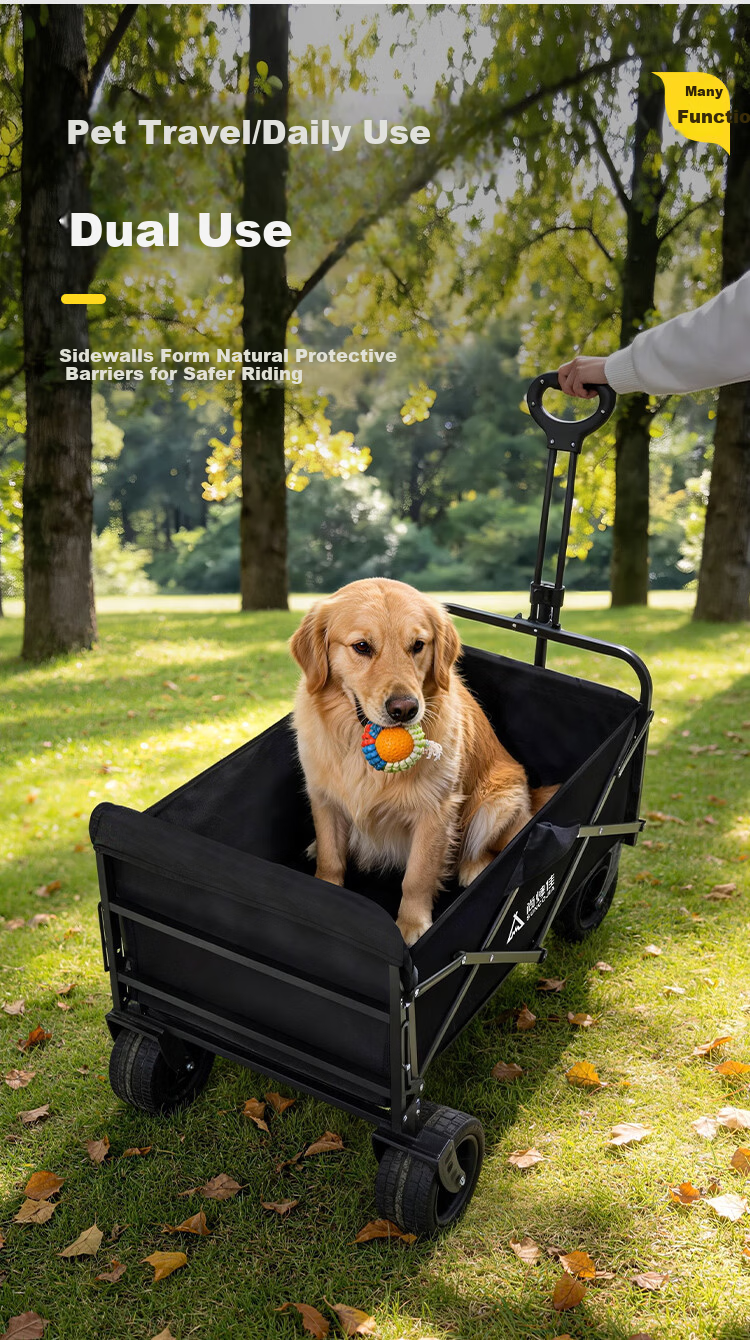 Suncojia Outdoor Camping Folding Cart Large Rear-Opening Wide Wheel Wagon for Picnic, Stall, Delivery, and Kids 9