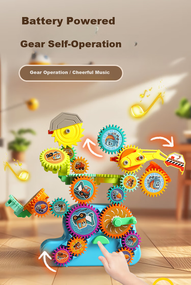 BEIBITONGHUA Transformable Electric Gear Building Blocks DIY Educational Toy for Boys Ages 3-6 Creative Birthday Gift Stationery 3