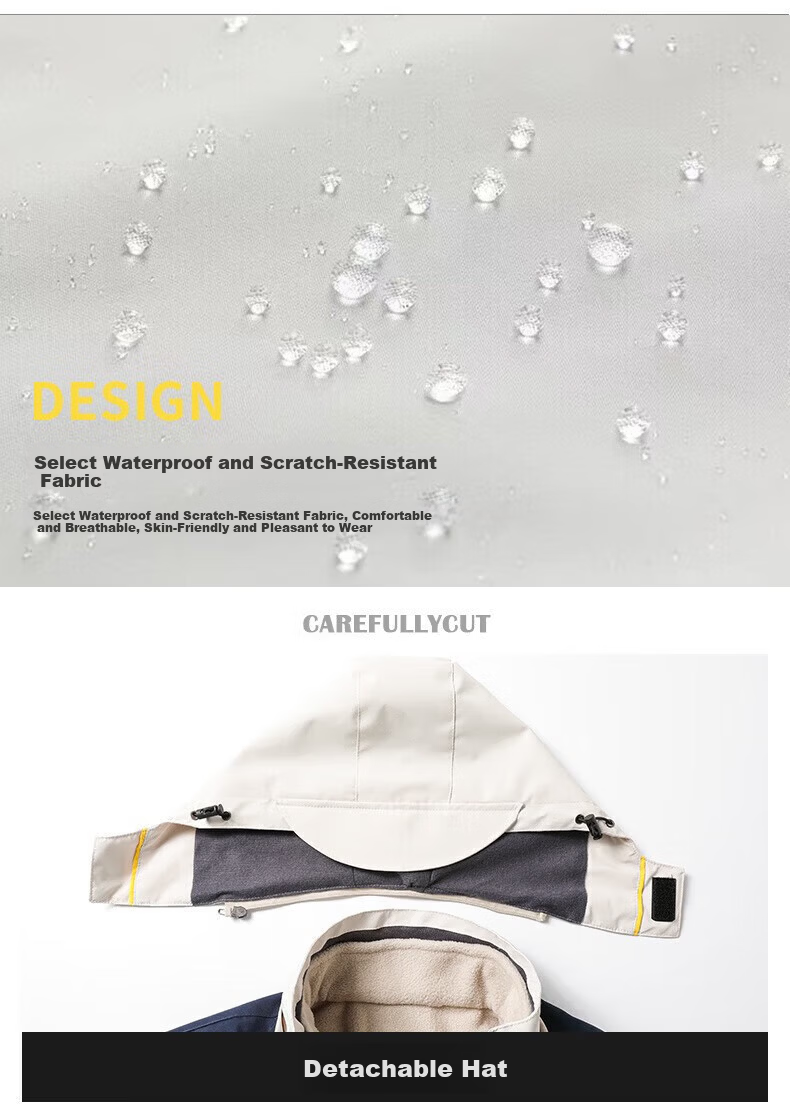 Jeanswest Outdoor Sports Waterproof Casual 3-in-1 Men's Jacket Autumn Winter Off-White 2XL 2