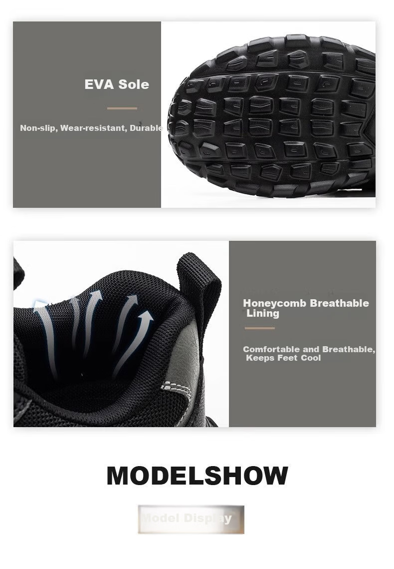 DELIXI ELECTRIC Men's Safety Shoes Superfiber Leather Plastic Toe Cap Anti-Smash Puncture Resistant Lightweight Comfortable Breathable Slip-Resistant Durable Work Protective Safety Shoes 9