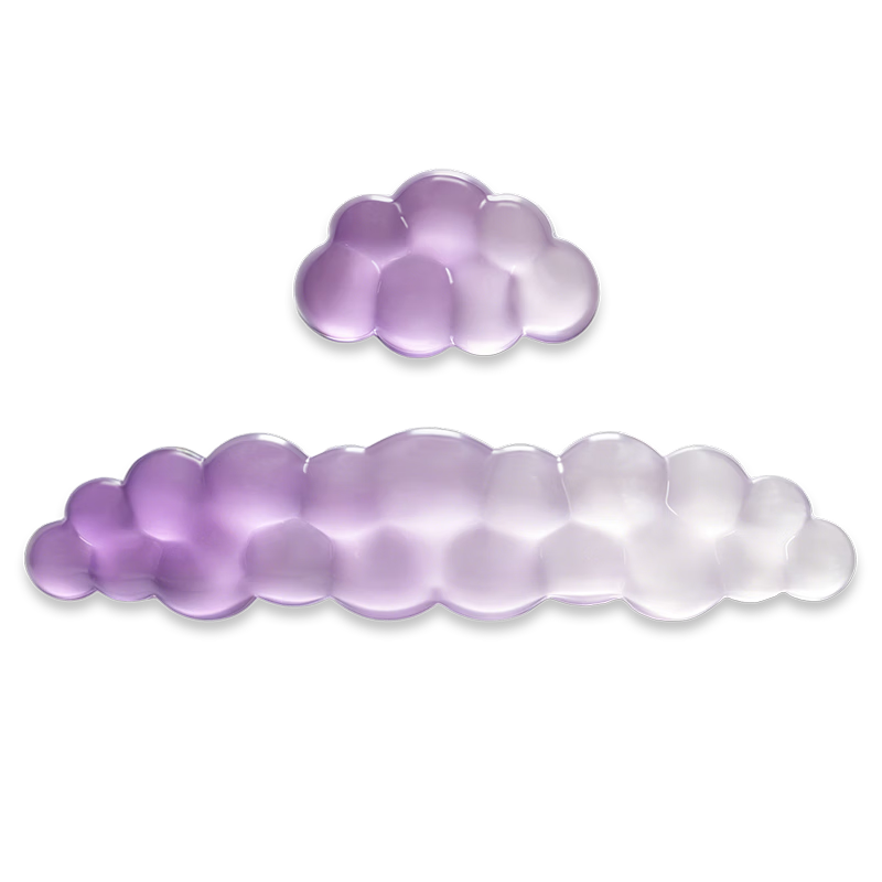 EXCO New Ice Cooling Gradient Purple Transparent Cloud Mouse Pad and Keyboard Wrist Rest Set Silicone Wrist Support Pad 1379