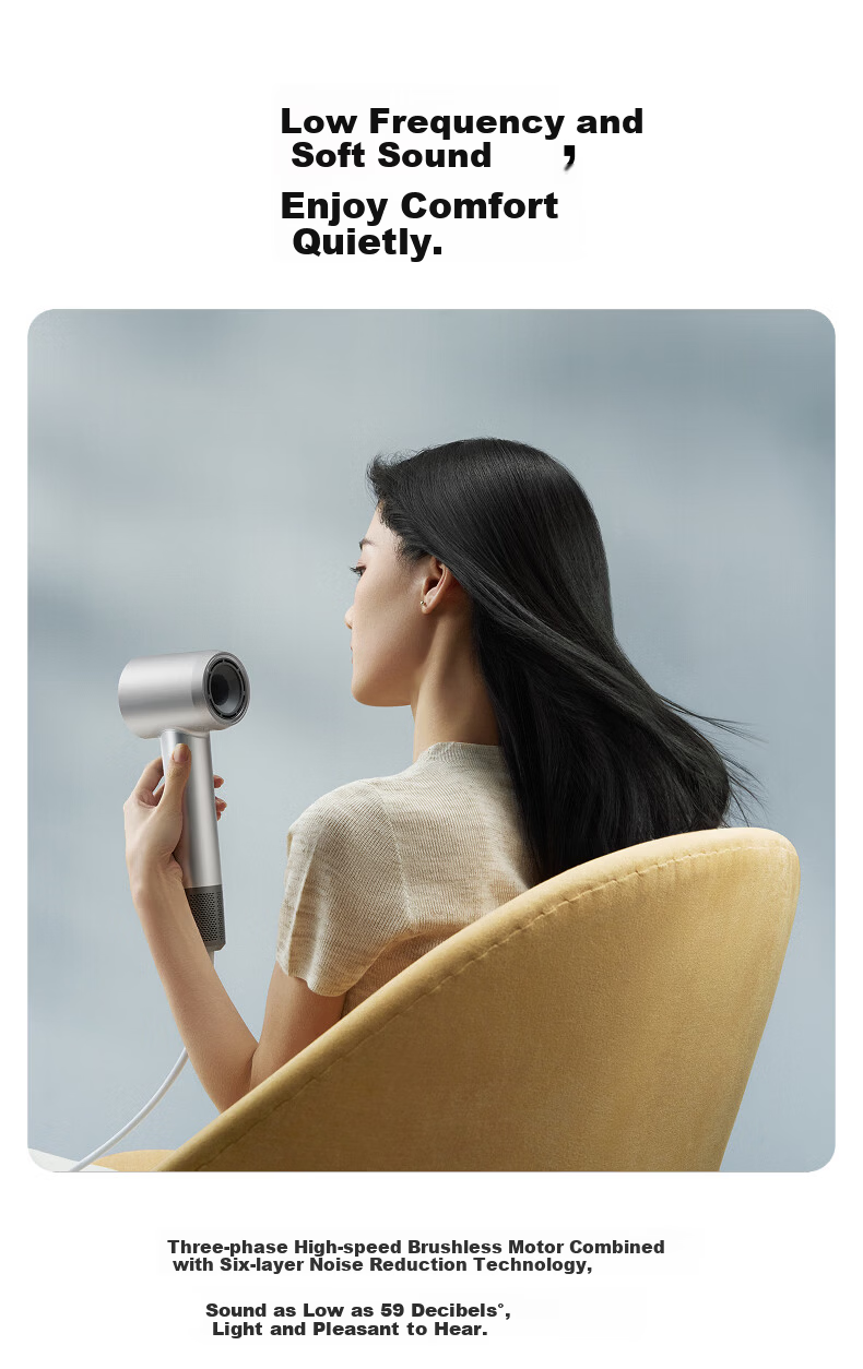 Laifen LF03 Upgraded High-Speed Hair Dryer Fast Drying Home Use Negative Ion Hair Care Blow Dryer Birthday Gift Swift 3+ Cool Silver 8