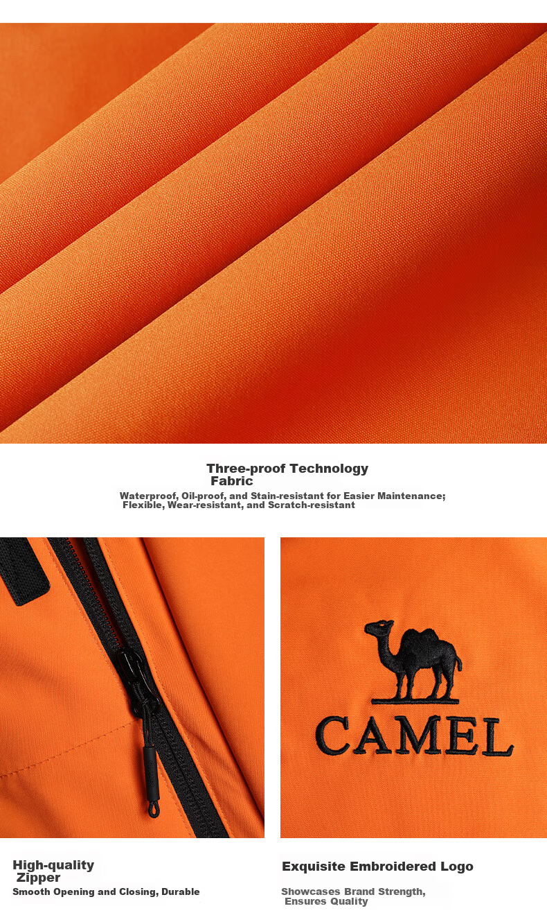 CAMEL [Zhuifengzhe Single Charge] Outdoor Water Play Windproof Breathable Couple Hiking Jacket W34CATG603B 12