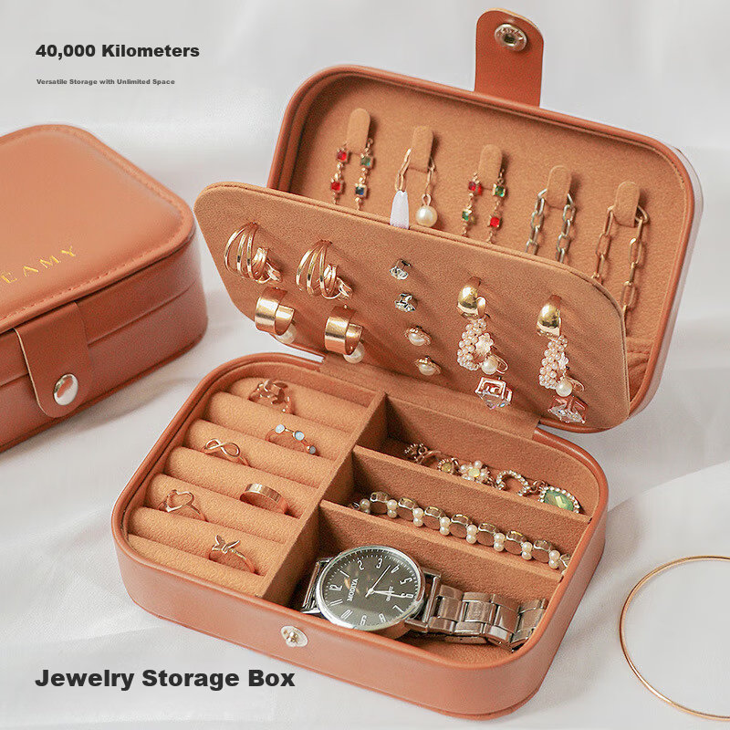 40,000 Kilometers High-End Exquisite Jewelry Box for Earrings, Studs, Rings, Necklaces, Gold Portable Accessory Organizer