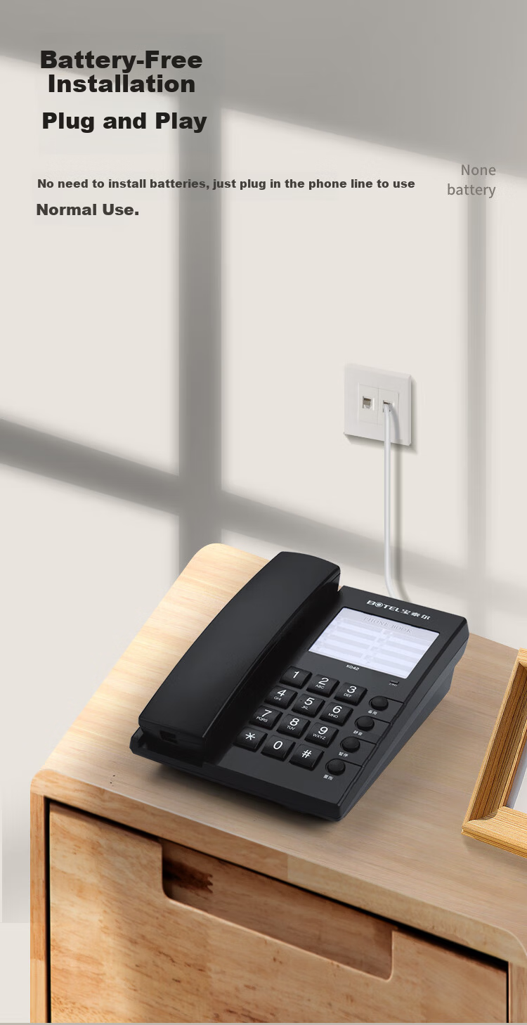 Baotai'er Hotel Telephone One-Key Front Desk Landline Guest Room Extension Custom Logo Quick Hotel Wired Phone Hotel Room Caller K042 White 3