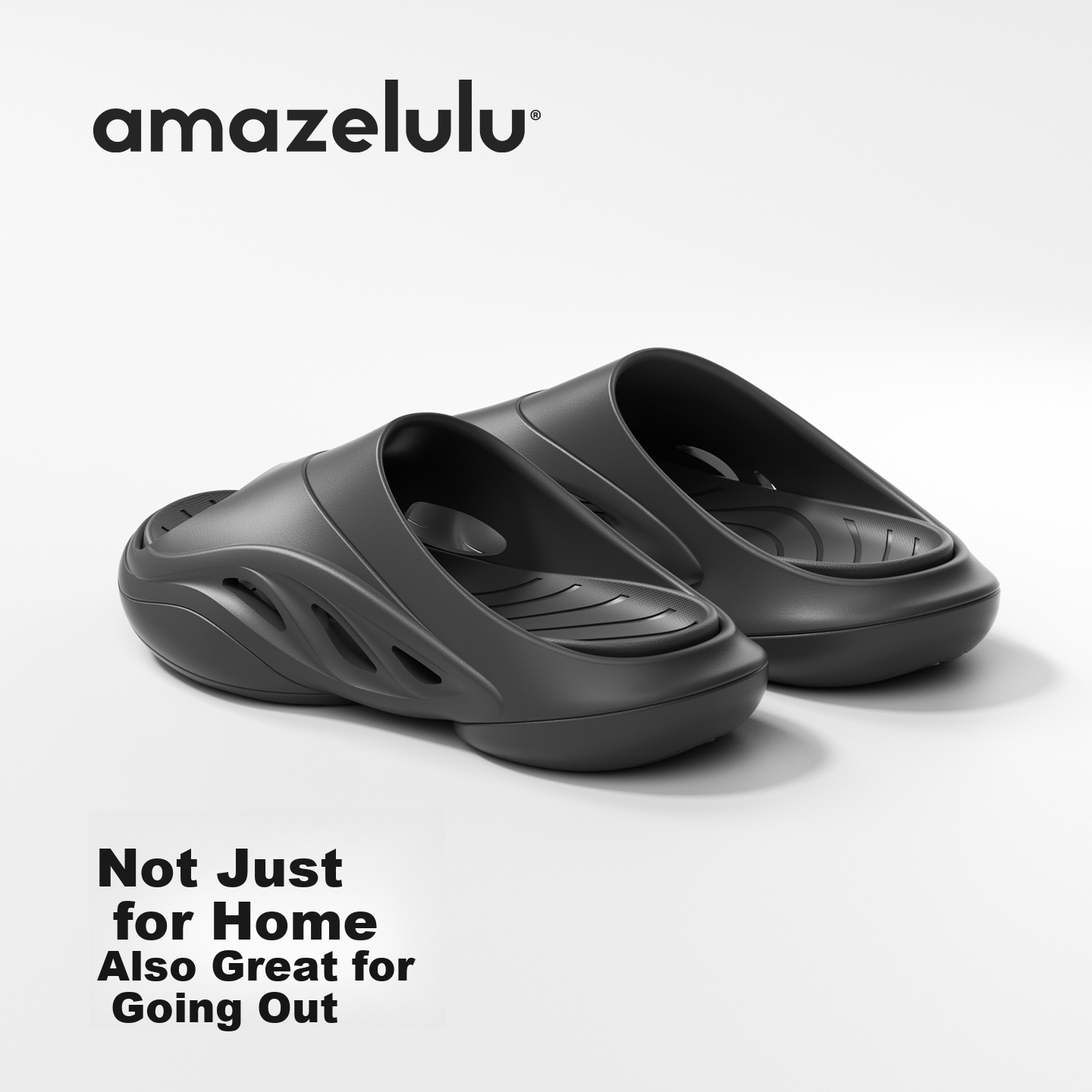 AMAZE-LULU Men's Summer Sports Slippers Non-Slip EVA Soft Sole Silent Deodorant Black Size 40-41