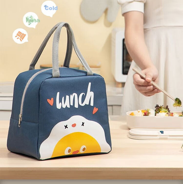 BWNK Insulated Lunch Box Bag, Handheld Bento Meal Carrier, New Thickened Aluminum Foil, Small Size Upgraded Version, Blue Insulated Model 10