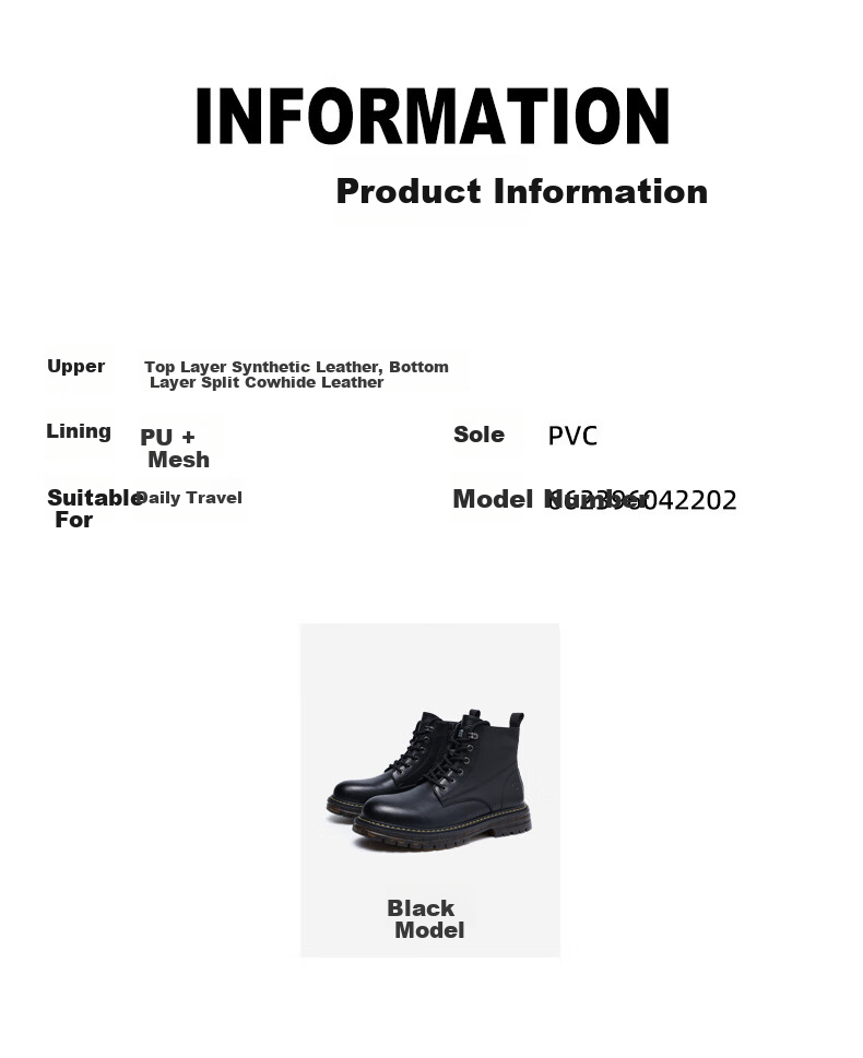 MARK FAIRWHALE Men's Martin Boots, Autumn/winter 2026 High-Top Waterproof Versatile Casual Outdoor Hiking Fleece-Lined Cotton Shoes, Pure Black, Size 44 7