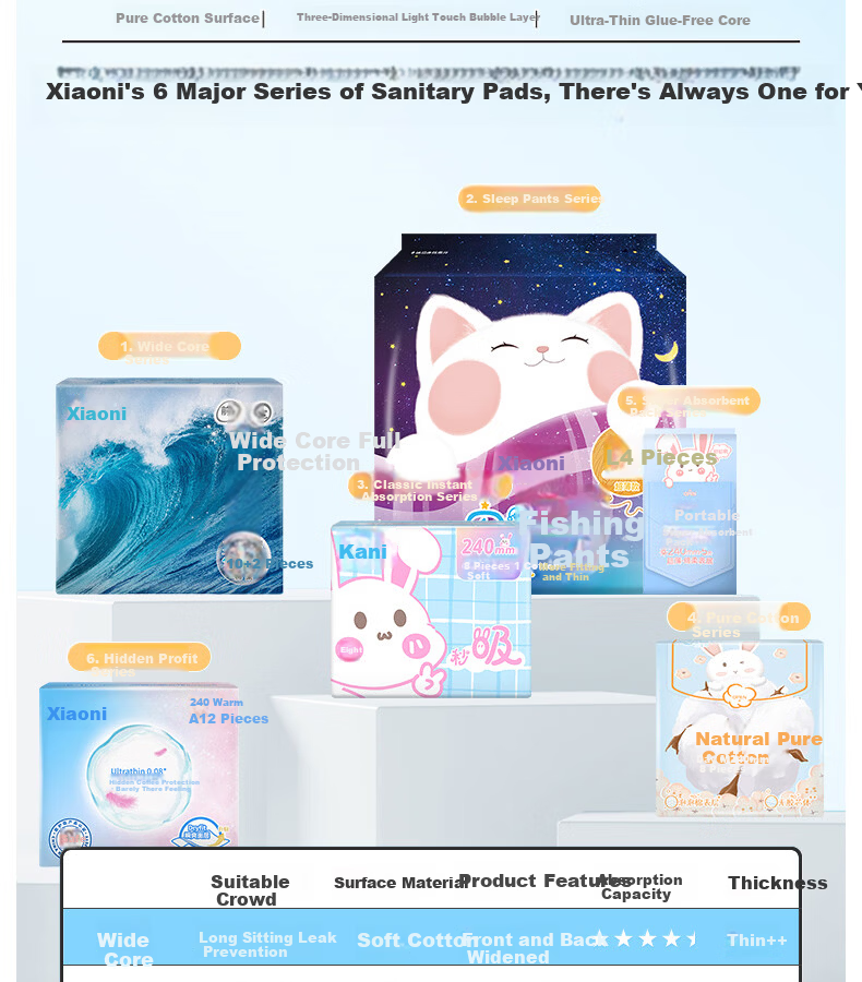 Xiaoni Pure Cotton Ultra-Thin Breathable Sensitive Skin Day and Night Combo Sanitary Pads 48 Pieces JD Self-Operated Menstrual Pads 8