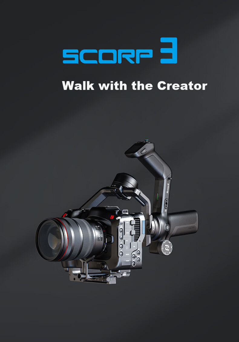 FeiyuTech Scorpion 3 Professional 3-Axis Stabilizer for Mirrorless and DSLR Cameras Live Streaming Handheld Gimbal AI Tracking Camera Stabilizer 2