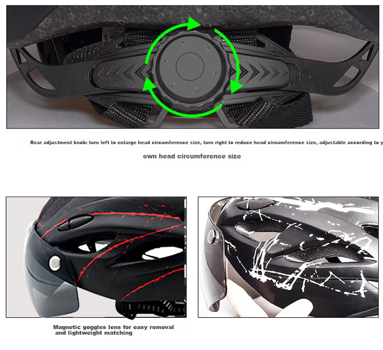 Haolebao Magnetic Visor Cycling Helmet Unisex Mountain Road Bike Helmet Integrated Mold Black Blue 11