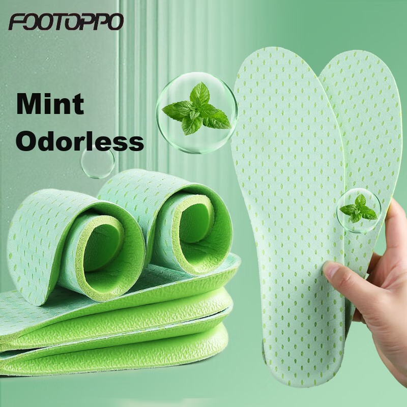 FOOTOPPO Mint Deodorizing Insoles for Men, Odor-Removing, Long-Lasting Fragrance, Sports Sweat-Absorbing, Breathable, Anti-Bacterial, Ultra-Soft Insoles for Women