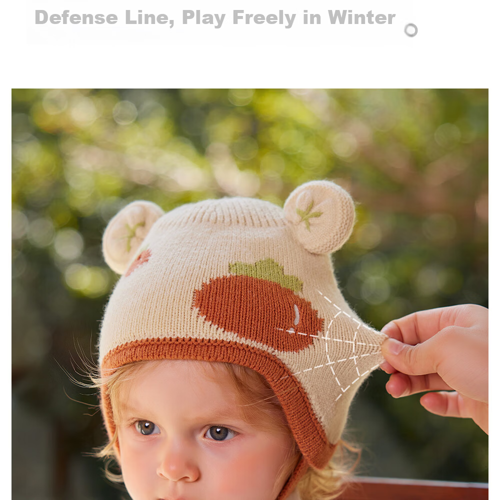 Beitais Baby Hat Autumn Winter Infant Boys Girls Wool Knit Warm Windproof Thickened Ear Protection Cap 17