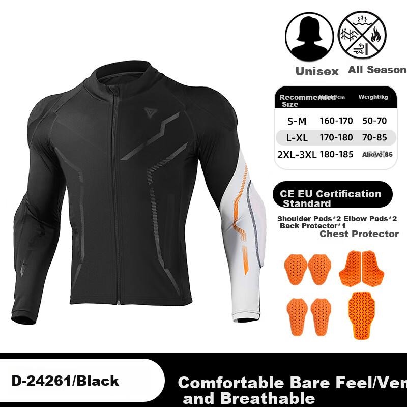 Duhan Wind Rider Motorcycle Riding Armor Jacket Unisex Breathable Quick-Dry Motorbike Riding Gear Anti-Fall CE Protective Gear Four Seasons Black