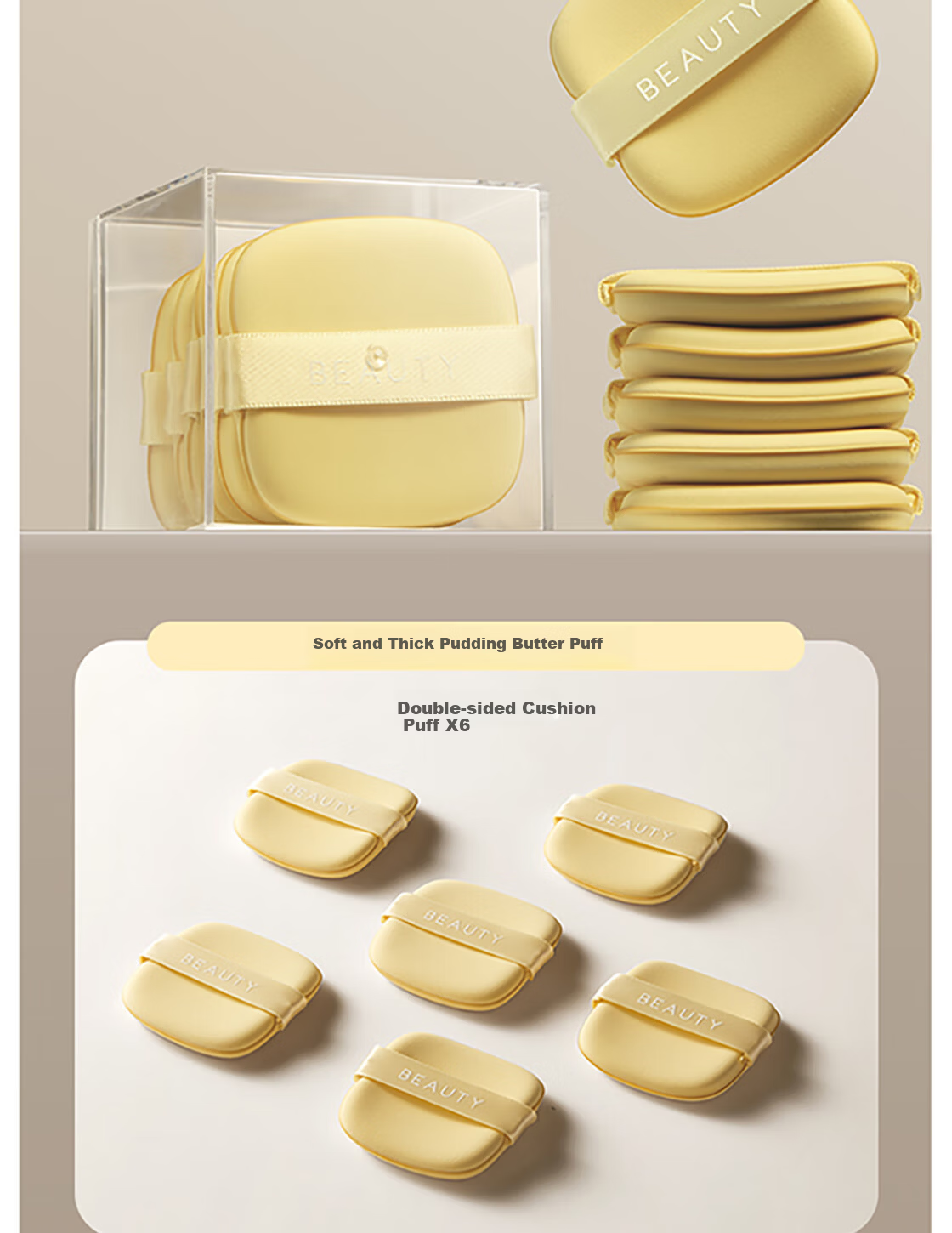 MINISO Dual-Use Chocolate Biscuit Multifunctional Powder Puff Set (6 Pieces + Storage Box) 7