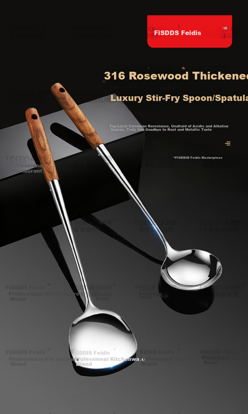 FISDDIS 304 Stainless Steel Soup Ladle Thickened Stir-Fry Spoon Hot Pot Ladle Iron Wok Soup Scoop Cooking Spoon 1