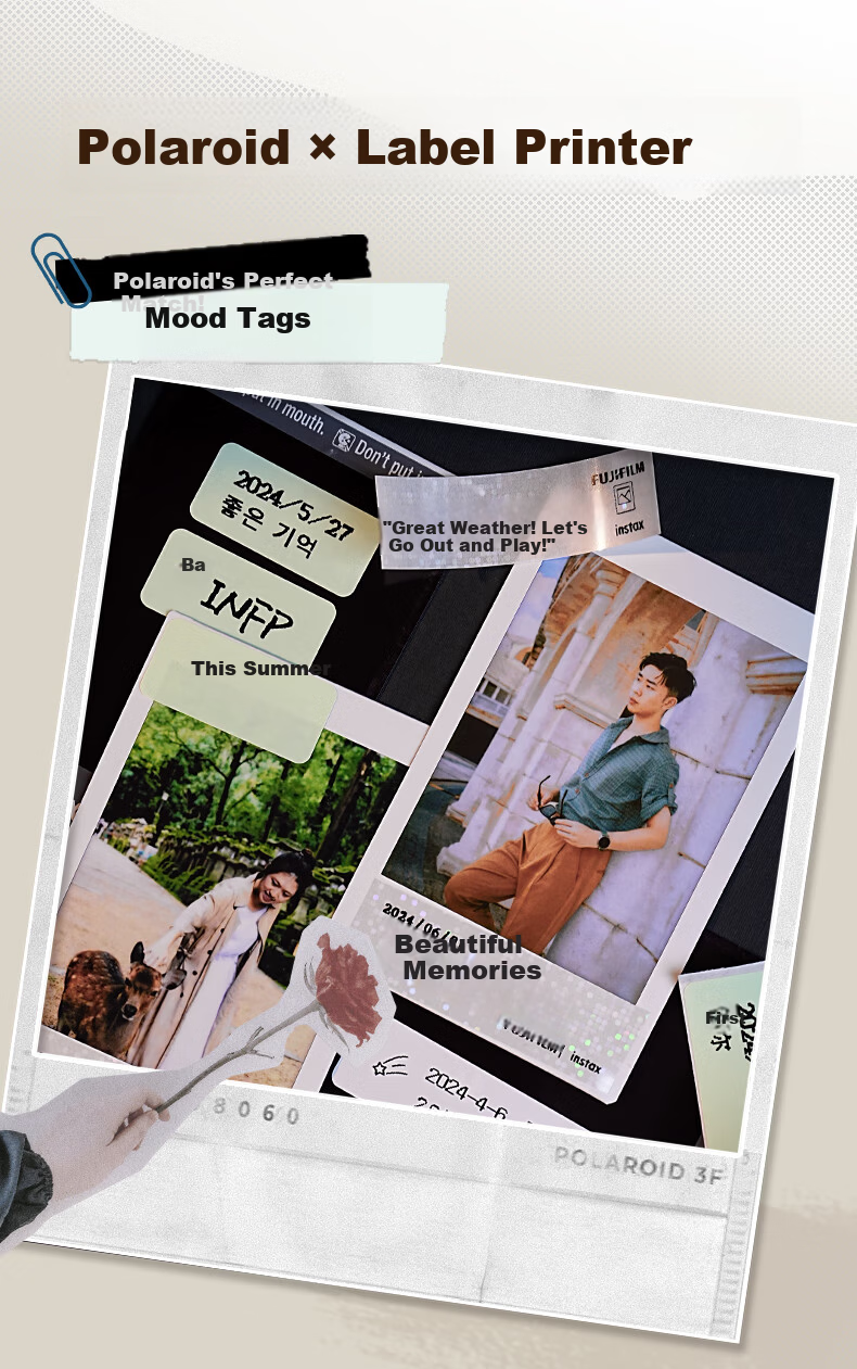 Aimo A30 No-Focus Green Instant Photo Label Printer Thermal Transfer Portable Home Office Cable Carbon Ribbon Adhesive Sticker Color Name Label Women's Day Gift 2
