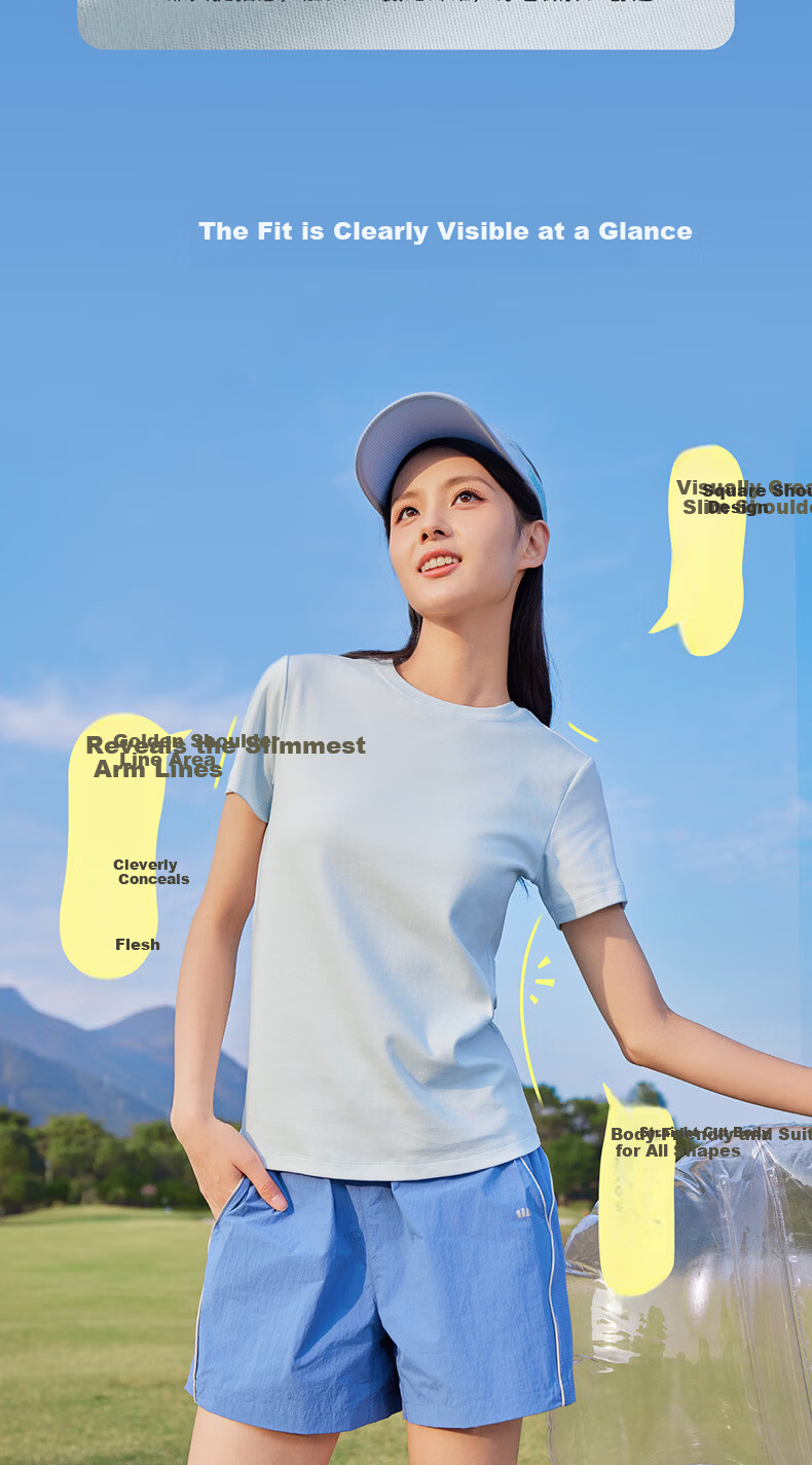 CAMEL Women's Ice Cooling Short Sleeve T-Shirt 10A Antibacterial Breathable Crew Neck Top C26BZ0L7086 Boundless White S 7