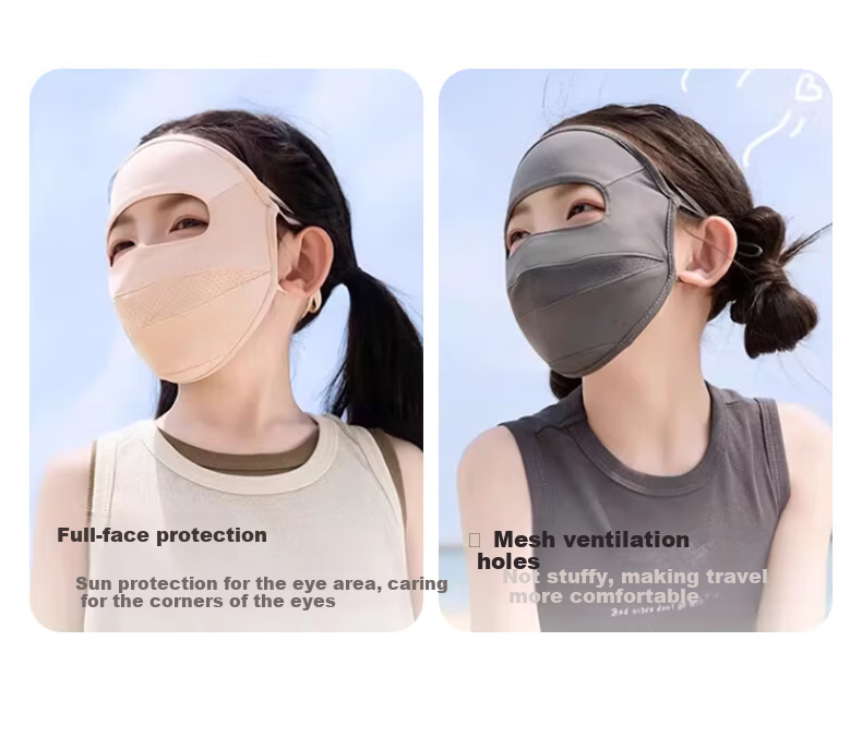 40,000 KM Kids Sunscreen Full Face Mask Girls UV Protection Face Bikini Ice Silk Sunshade Mask 4