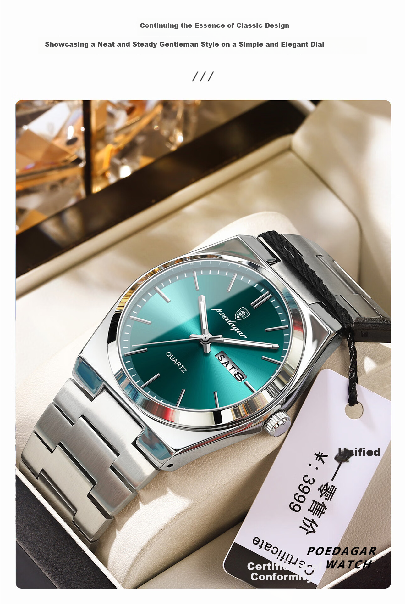 GEORGCOUNT Swiss Business Men's Watch 2025 New Waterproof Luminous Quartz Automatic Steel Band 4