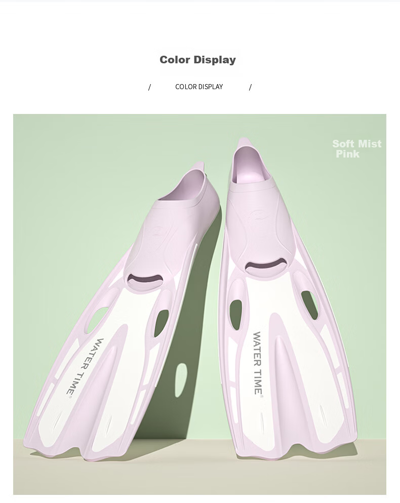 WATERTIME / Shuichuan Diving Fins Snorkeling Freediving Long Fins for Men and Women Swimming Flippers Diving Equipment Off-White M 10