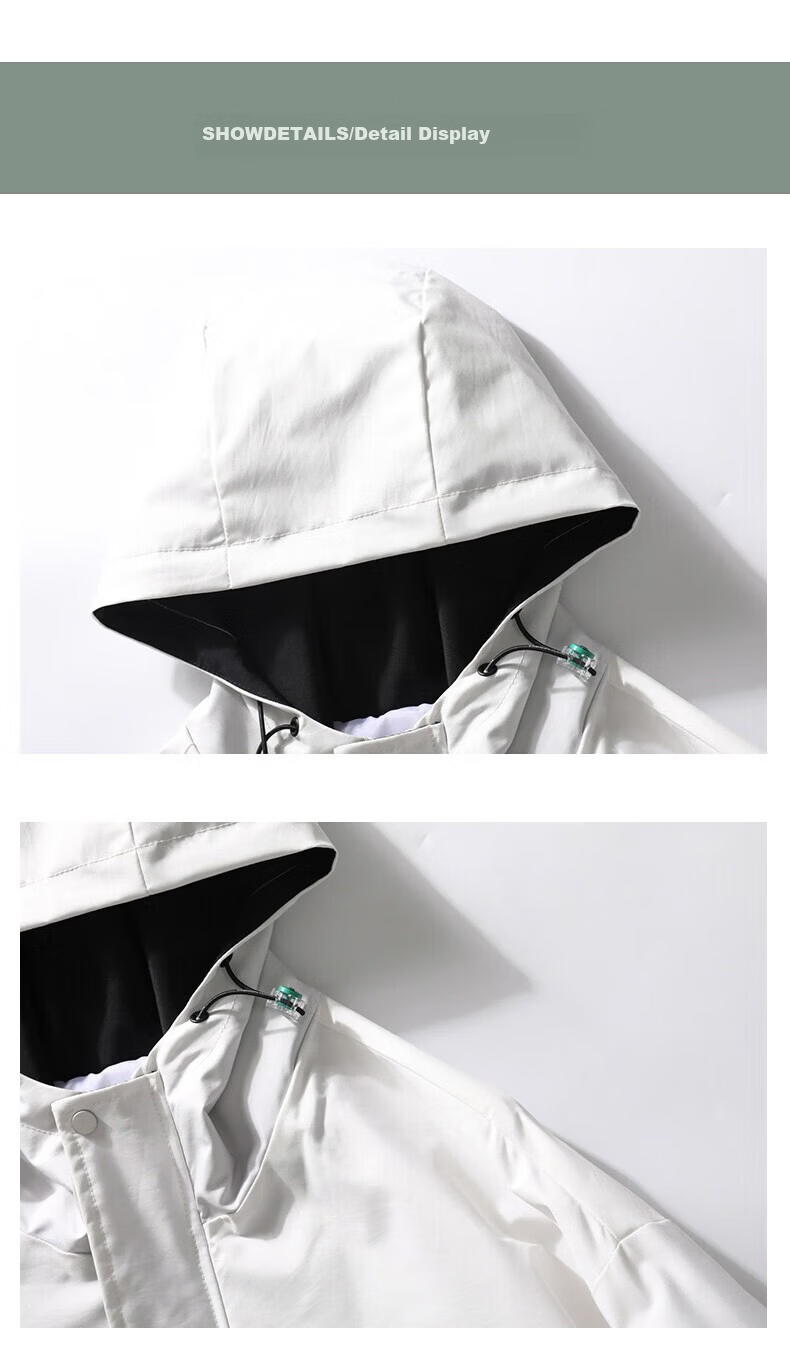 MULINSEN Men's Hooded Jacket Loose Gradient Color Large Size Spring Autumn Trendy Top White L 16