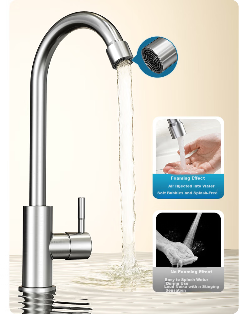 Baihan Kitchen Faucet Single Cold Household Sink Vegetable Washing Basin Faucet Stainless Steel Sink Faucet 13