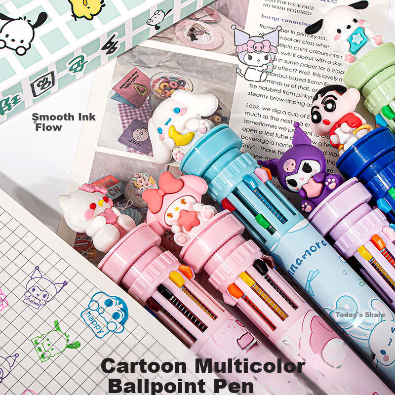 Youth Companion Retractable 3-in-1 Multicolor Gel Pen, 0.5mm Quick-Dry Non-Slip Silicone Ballpoint Pen for Students, Note-Taking, Marking, and Journaling, 4-Pack 7