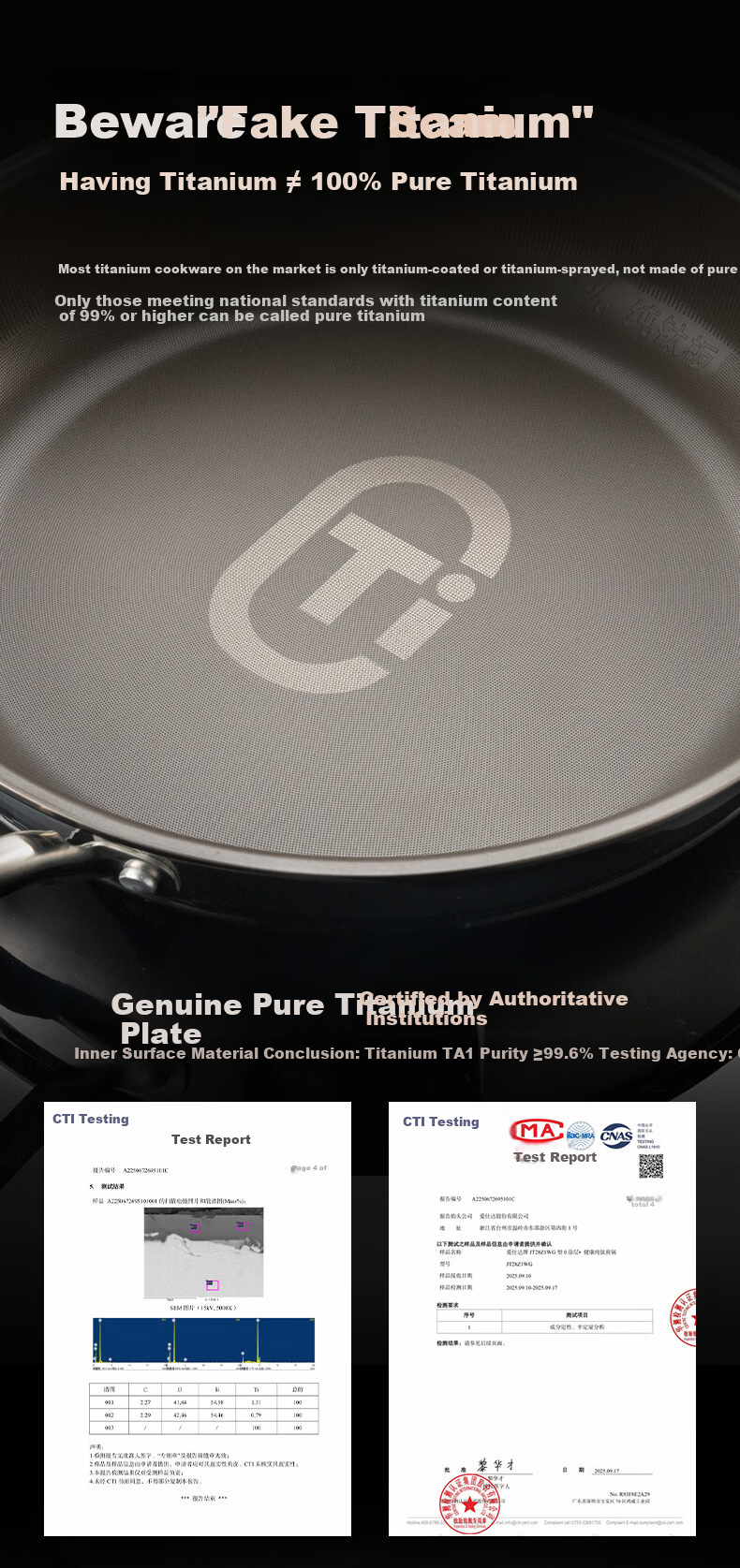 ASD 28cm Pure Titanium Non-Stick Frying Pan with Fluorine-Free Coating for Eggs, Steak, and Stir-Fry Compatible with Induction and Gas Stoves Z1 7