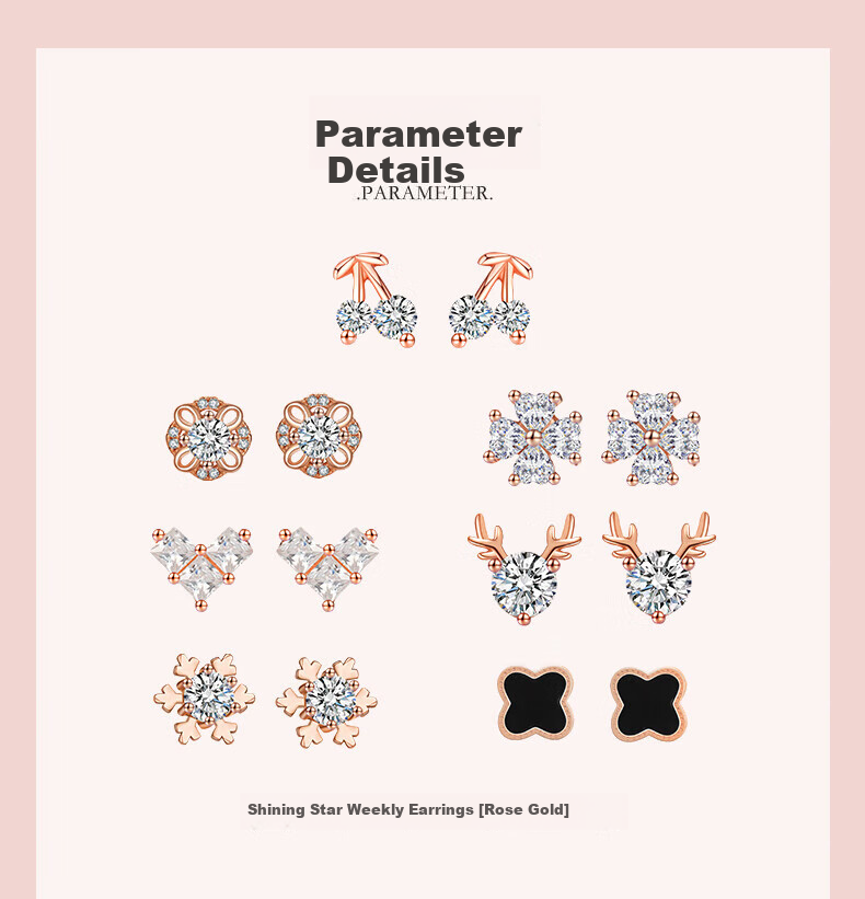 Qijun Light Luxury Weekly Stud Earrings for Women Elegant Commuter Earrings Set 520 Gift for Girlfriend Wife 16