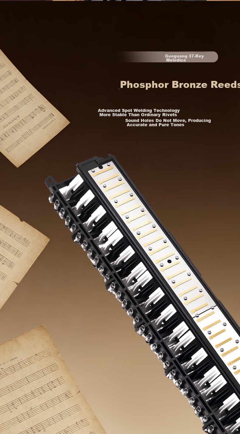 Guoguang 37-Key Teaching Recommended Classroom Designated Melodica Black (Canvas Soft Case with Playing Instructions) 3