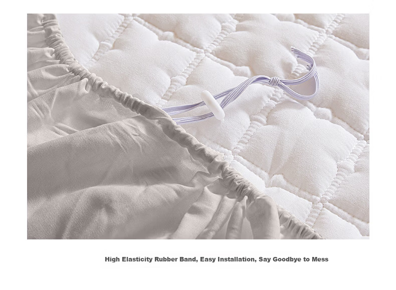 Grace Antibacterial Quilted Washable Thickened Fitted Sheet Mattress Protector Dark Gray 1.8m 12