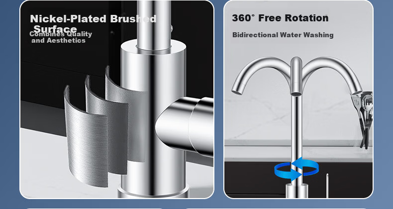 BSITN 304 Stainless Steel Kitchen Faucet Sink Vegetable Washing Basin Dishwasher High Polish Dual Temperature Hot and Cold Rotatable Faucet B1087 3