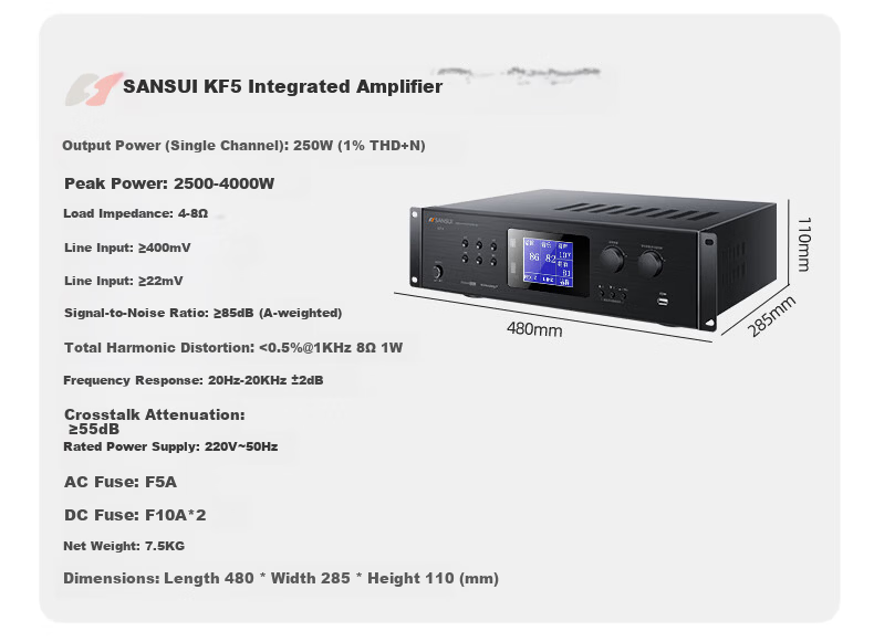 SANSUI KF4 Home KTV Audio Amplifier Fixed Impedance Power Amplifier Smart Bluetooth Amplifier for Home Cassette Speaker 17