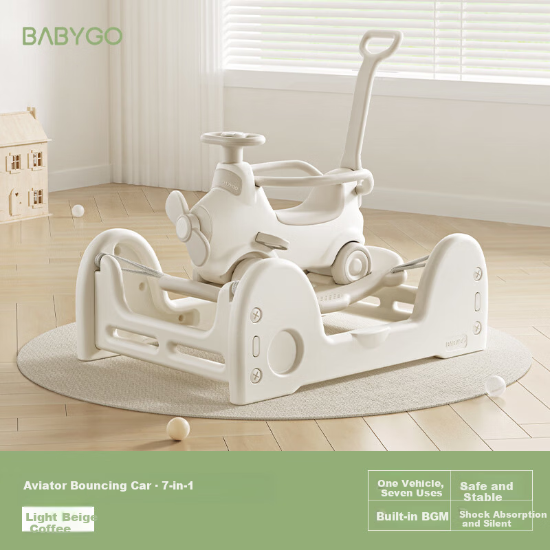 BG-BABYGO Aviator Rocking Horse Bouncer Baby Ride-On Car Toddler Wooden Horse Toy Birthday Gift First Birthday Present Rocker Car