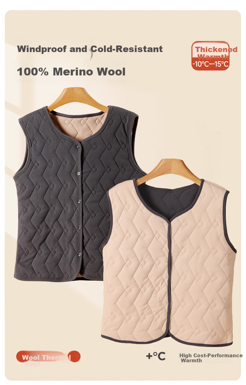 LangSha Men's Thermal Vest Fleece Lined Thickened Autumn Winter Wool Blend Middle-aged and Elderly Cardigan Vest Dad Warm Sleeveless Jacket 1
