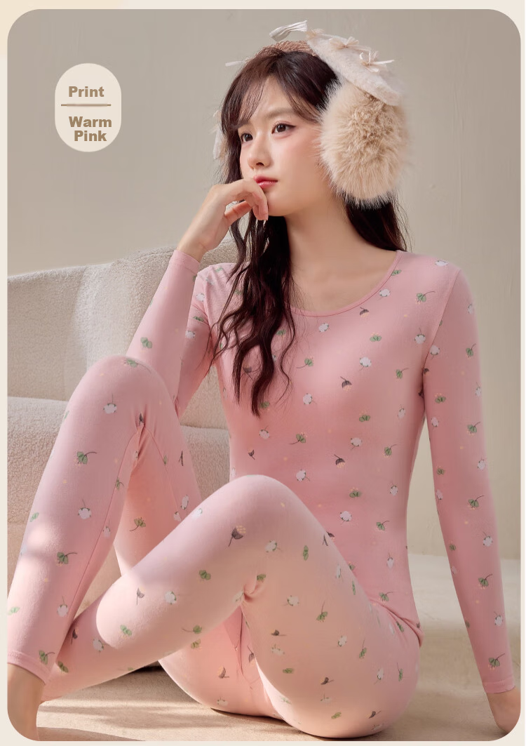 Zaisu Teen Cotton Thermal Underwear Set for Girls 10A Antibacterial Mite-Resistant Warm Innerwear Cotton Sweater 16