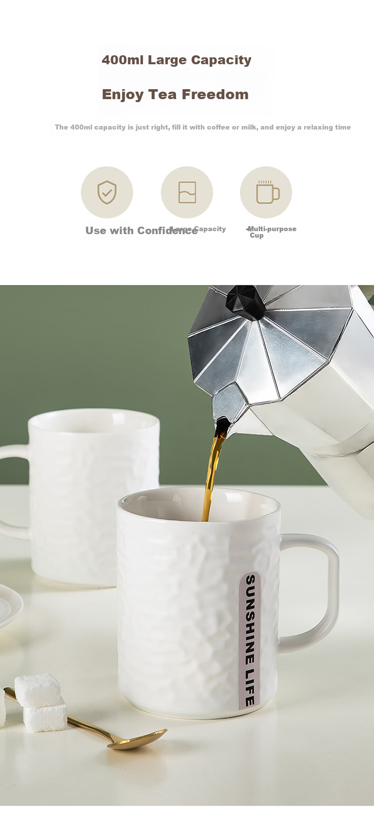 MAXCOOK Ceramic Mug Tea Cup Household Coffee Breakfast Cup 400ml Blue MCH5923 4