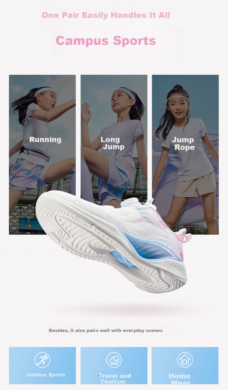 XTEP Kids Hydrogen Wind 5.0 Multi-Color Breathable Dial Lightweight Running Shoes Vanilla Yellow/Fondant Pink Size 38 18