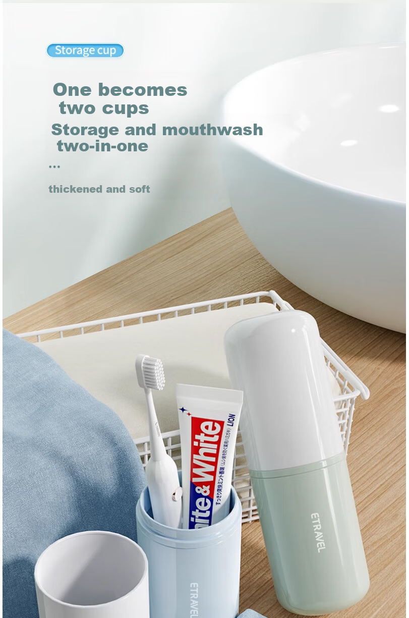 EasyTravel Portable Travel Toothbrush and Toothpaste Cup Gradient Blue 8