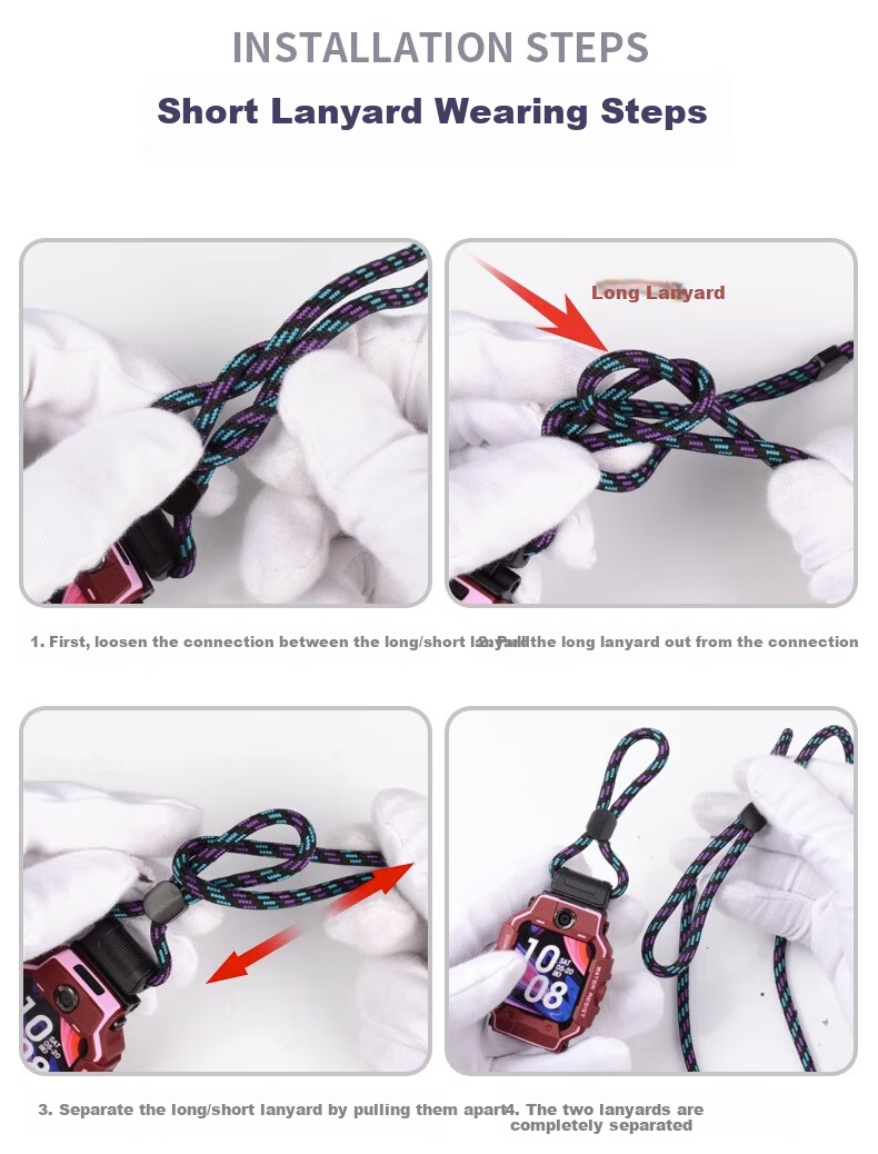 CHENSONG Compatible with Little Genius Phone Watch Strap Q3/Z6Pro/Z8A/Q1R/Z9/Q2A/U3/N5/Z11/D3S/Z10 Youth Edition Official Lanyard Thick Rope - Purple 4
