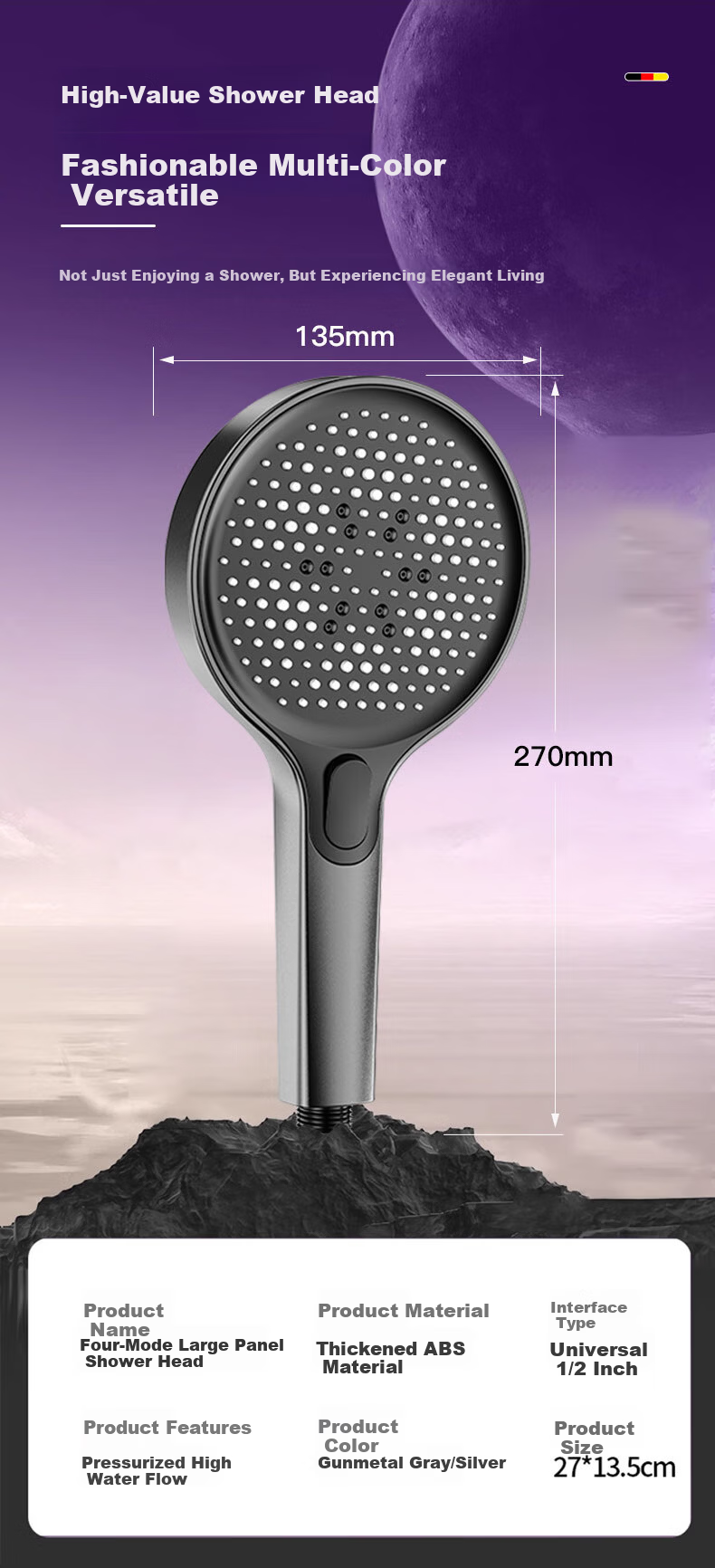HOMK Germany High-Pressure Shower Head Handheld Bathroom Shower Sprayer Model 009 21