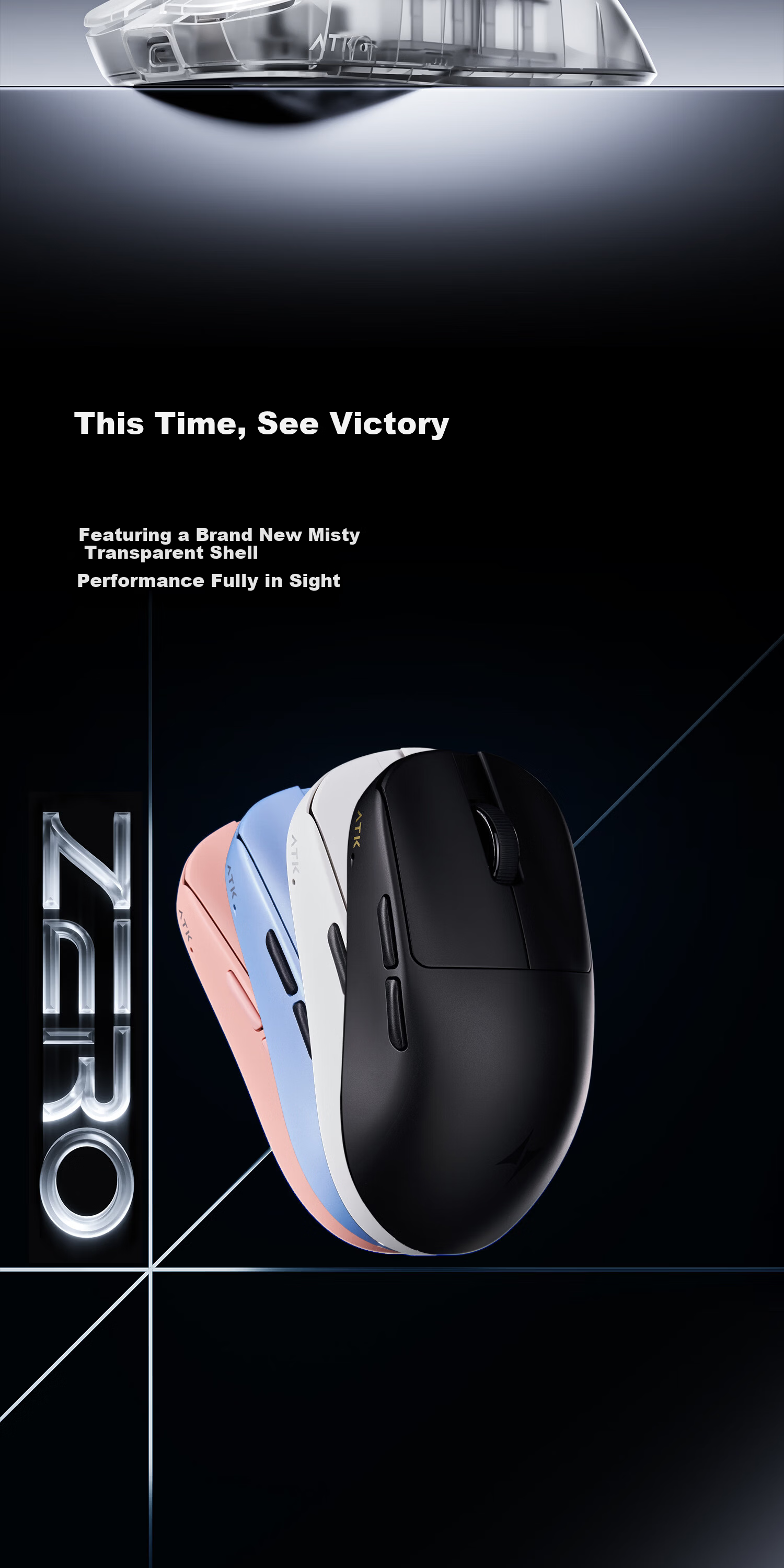 ATK LieKong ZERO Wireless Mouse Wired/Wireless Dual-Mode Lightweight Ergonomic Gaming Office Mouse ZERO White Transparent 15