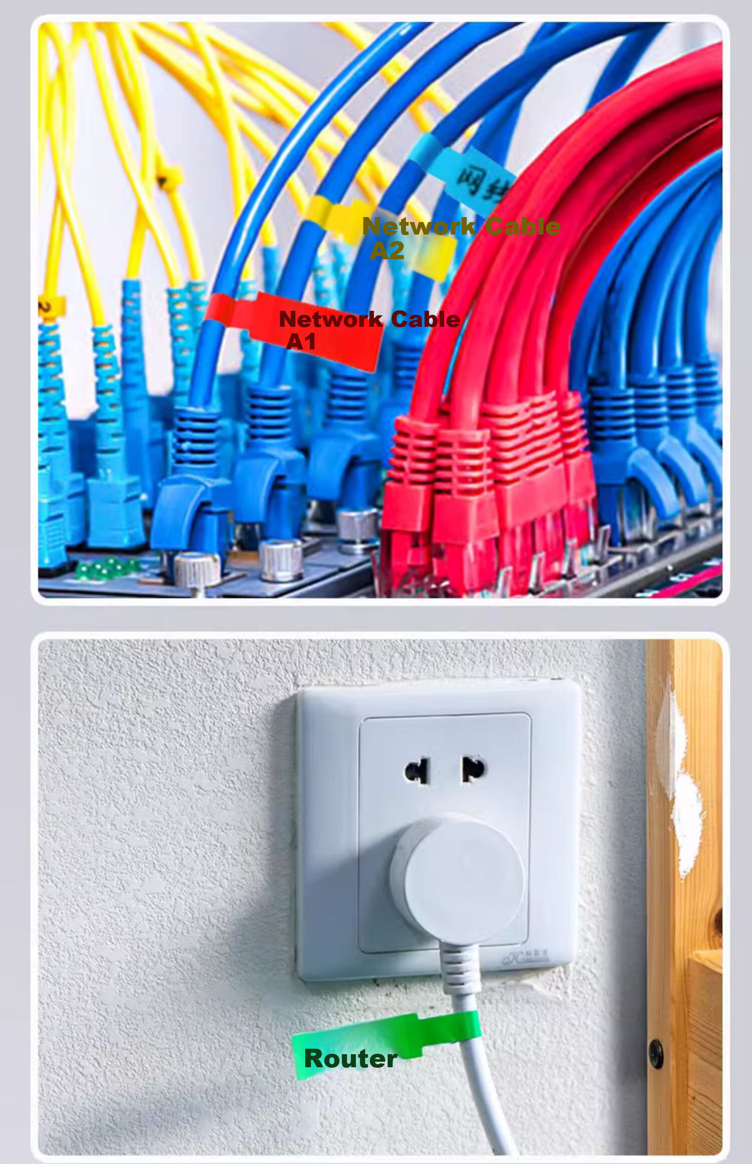 Congpai Network Cable Label Stickers Cable Tags Data Wire Label Paper Wire Marking Cable Charging Line Identification 6 Colors 180 Pieces 13