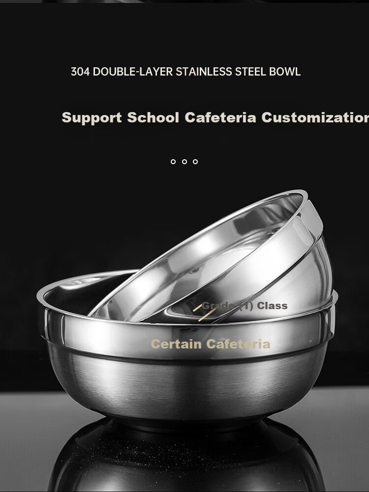Jinglingxin 304 Stainless Steel Double-Layer Insulated Anti-Scald Bowl for School Canteen and Hotel Platinum Bowl 11.5CM (Jingcang) 4