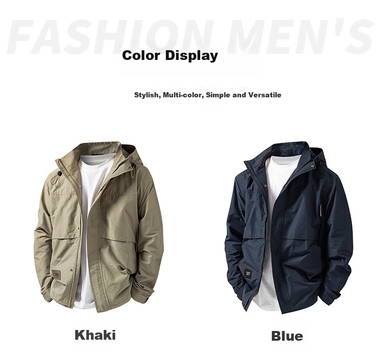 ROMON Spring Autumn Fashion Hooded Jacket Men Simple Business Versatile Outdoor Casual Jacket Coat 3