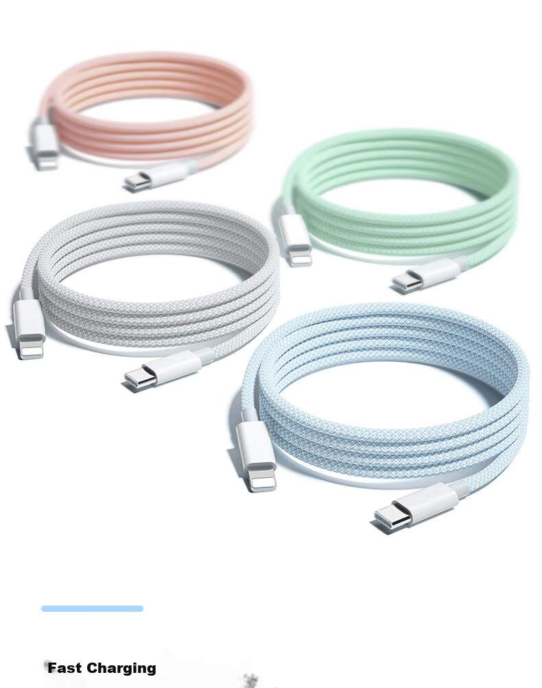 Apple PD30W Fast Charging Cable for iPhone 14/13/12/8, Type-C to Lightning Braided Cable, 1m White, Compatible with iPad and Car Use 3