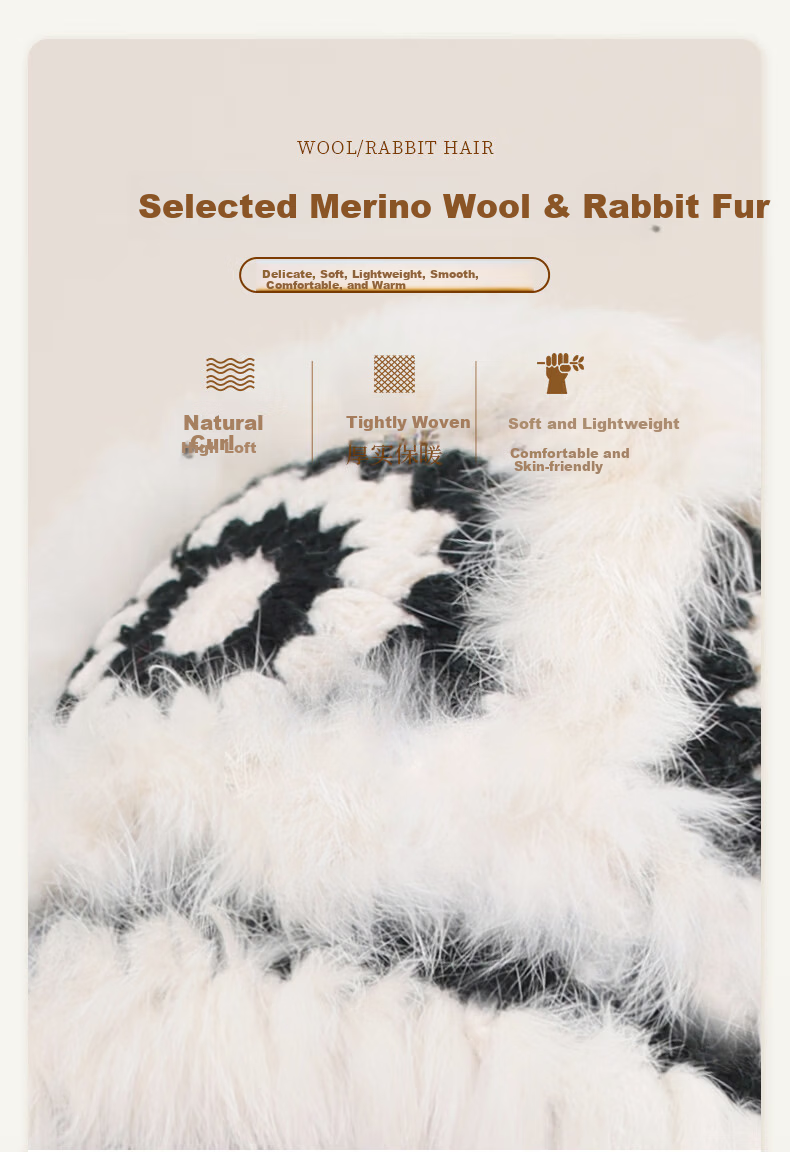 TUCANO Fashion Versatile Wool Hat for Women with Wool and Rabbit Fur, National Trend Awakening Lion Fisherman Hat, Elegant Bucket Hat, Face-Covering Basin Hat 2