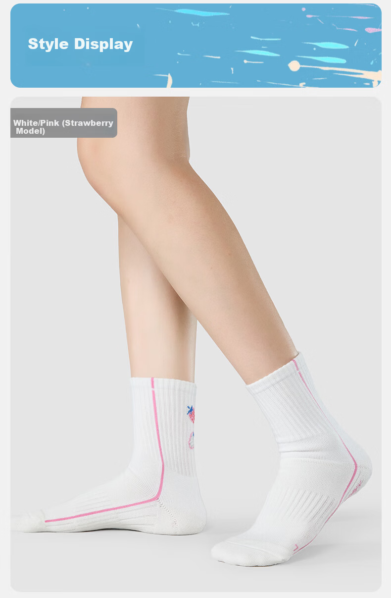 KAWASAKI Badminton Socks Striped Fruit Pie TRN Training Mid-Calf Sports Socks D6211 Blue/Pink/Green (3 Pairs) 8