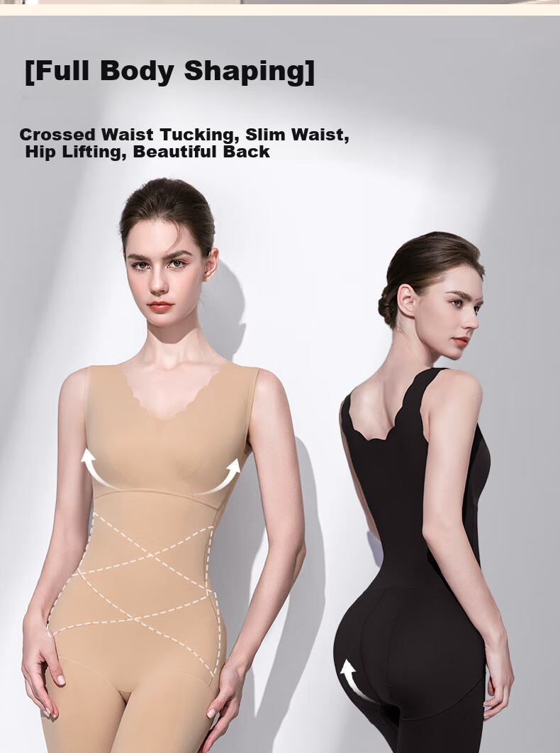 Tingmei Seamless Shapewear Bodysuit for Women, Tummy Control, Waist Shaping Pants, Waist Cincher, Bra-Free, Back Opening Slimming Garment, Black, Size L 2